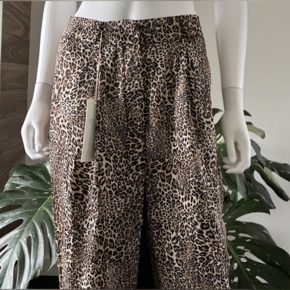 NWT Ronny Kobo Women's Micah Pants Leopard Medium Wide Leg Medium 29"W - Picture 2 of 13